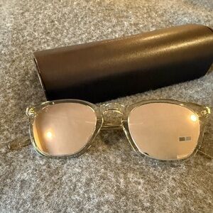 Saint Laurent Clear Frame Sunglasses with Rose Gold Lenses